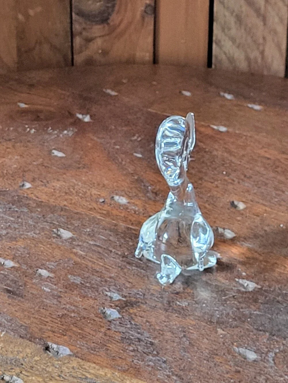 Clear Handblown Glass Duck Figurine